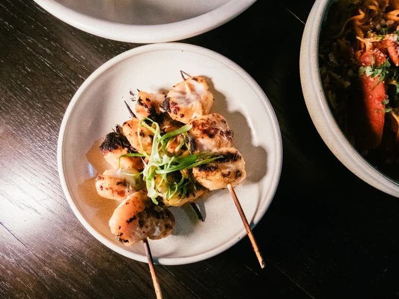 Menu builder showing Chicken Skewer menu item at $14.00